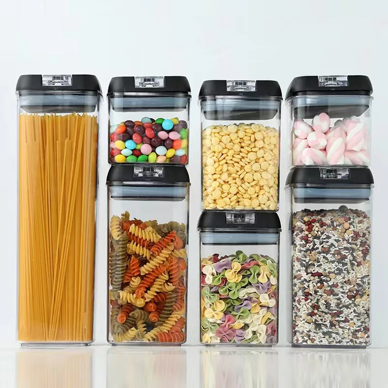 7pcs/set Food Storage Containers Plastic with Lids Kitchen Storage for Rice Sugar Flour Pasta Cereal Storage Containers