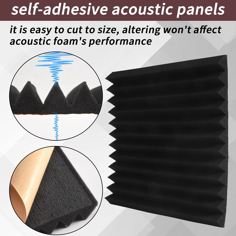 

ABME 24 Pack Acoustic Panels With Self-Adhesive,1 X 12 X 12 Inch Sound Proof Foam Panels,For Home Studio