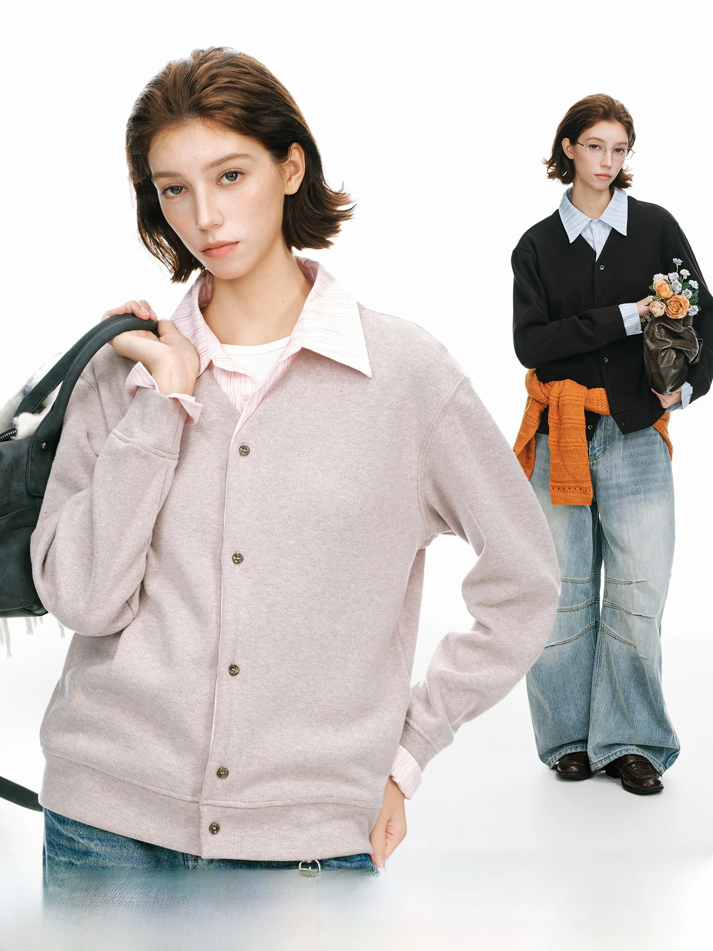 Dream Made Men's Shirt Collar Sweater Coat Couple Style Autumn Winter Loose Fit Long Sleeve Polyester Blend Casual Outerwear