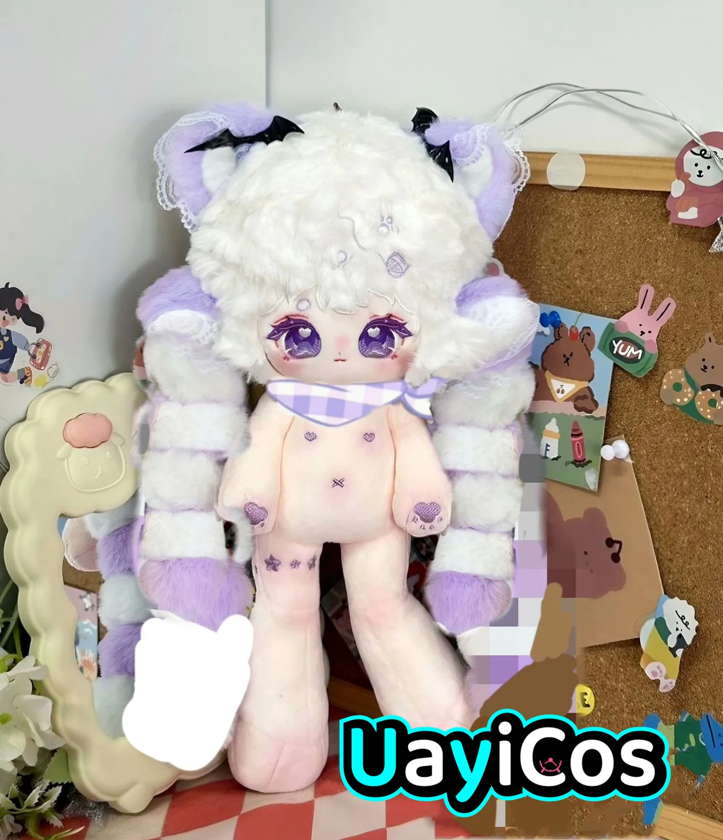 

Anime Purple Lamb xiao mao Angel Princess Fairy Girl Wig Hair Stuffed 30cm Long legs Plushies Plush Cotton Doll Body Toy For Kid