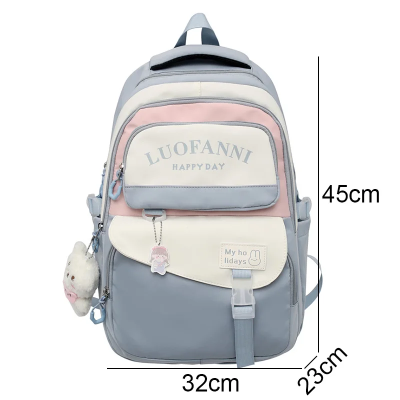 Mochila escolar Kawaii de alta capacidad para mujer, morral escolar Harajuku, resistente al agua, para ordenador portátil