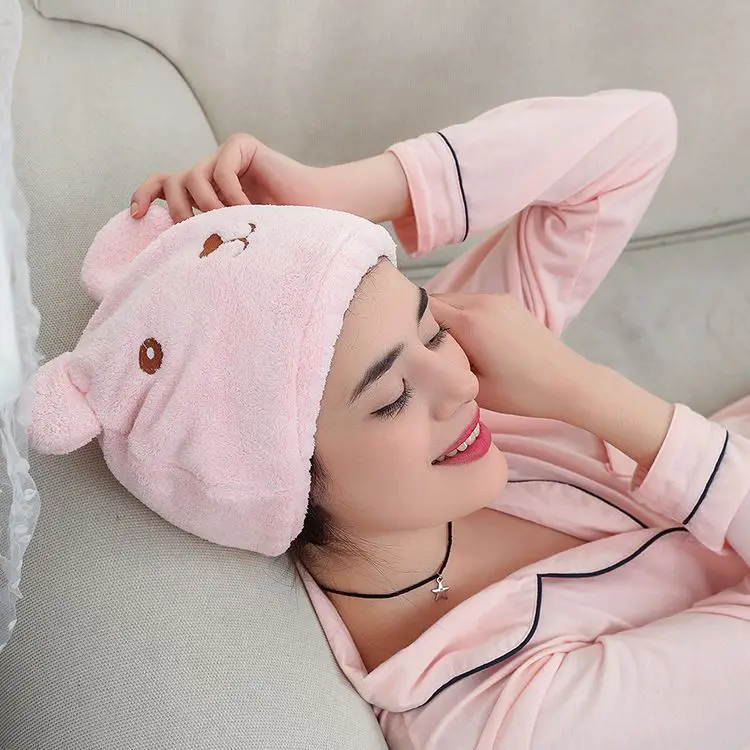 

Animal Cartoon Hair Drying Cap Super Strong Hair Quick-drying Turban Cute Adult Thickening Absorbent Shower Cap S1032