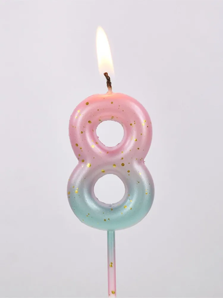 Feliz Aniversário Bolo Decorado, Vela Colorida Digital Interestelar, Delicado Doce Cor Infantil,