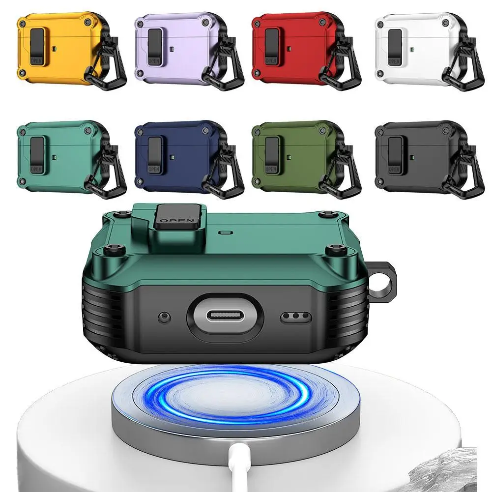 Cover For AirPods Pro 3 2025 Case Security Lock Cover For AirPods 4 Pro 3（USB C）Shockproof PC Case AirPod Pro 3 With Hook Case