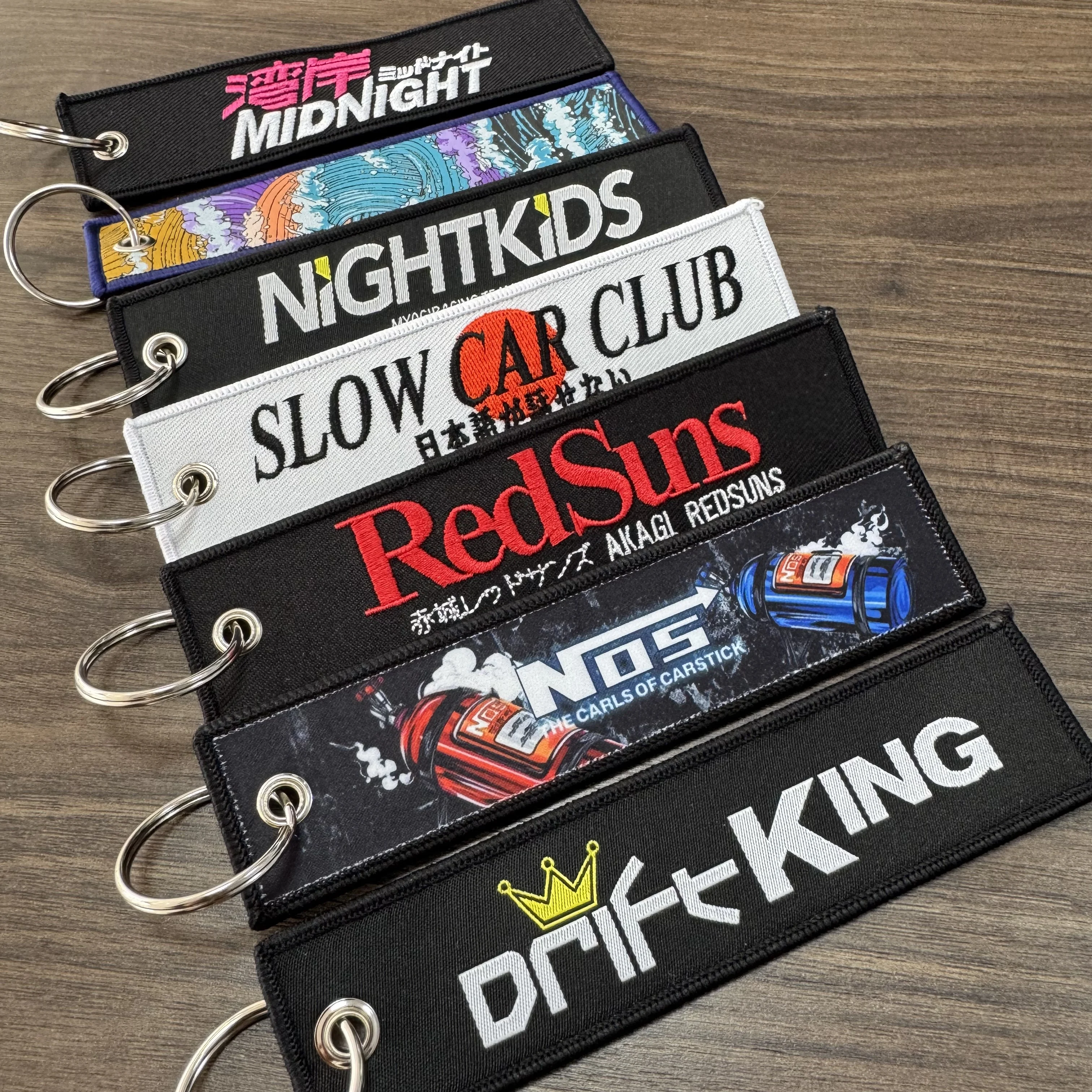 JDM Embroidery Keyring Car Keychain Key Tag Lanyard Refit Gift Red Sun Racing Drift King Motorcycle Key Chain Accessories