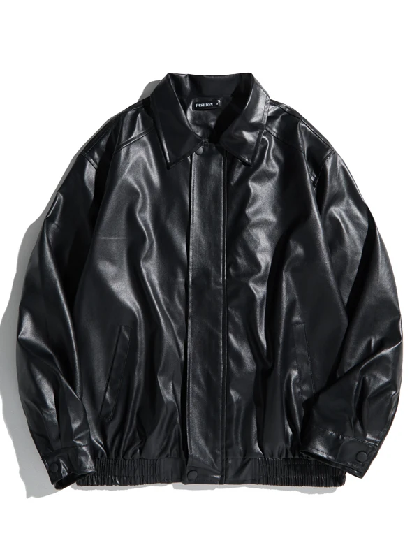 

American Sle Retro Loose PU Leather Jaet with Collar for Men And Women Spring Autumn Trendy Brand Cool And Haome Outer...