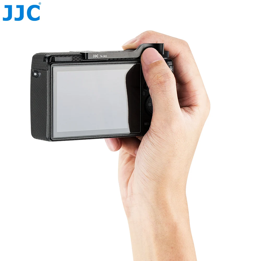 JJC 4 in1 Cameras accessories Kit for Ricoh GR III GR3 GRIIIX GR3X Camera Screen Protector+Thumbs Grip+Lens Cap