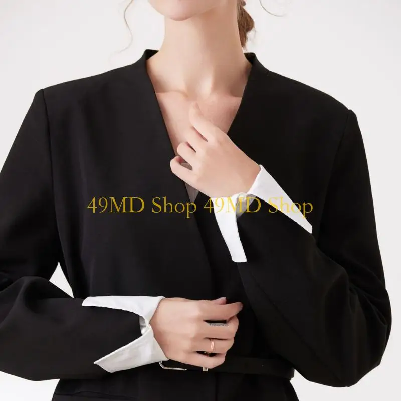 49MD Sleeve Wrist Cuffs Polyester Detachable Color Shirt Accessory for Hoodie Sweater Dress Shirt Ornament