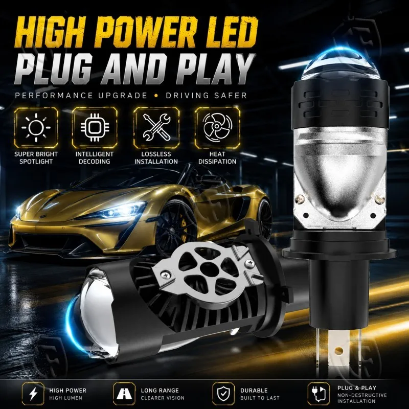 

CF 5000000LM 4000W H4/9003/HB2 LED Headlight Bulb Projector Lens Super Bright 6500K White Hi/Low Beam Lamp Canbus Play and Plug