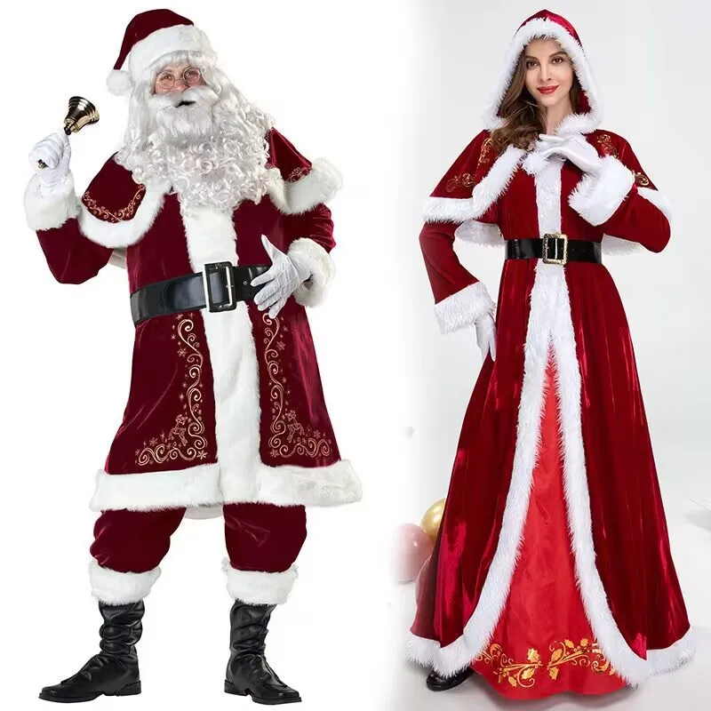 

Christmas Costume Adult Canary Velvet Christmas Queen Santa Claus Party Cosplay Costume Little Red Riding Hood Long Dress Outfit