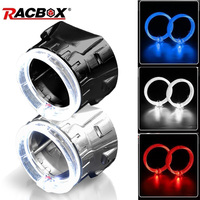 80mm LED Angel Eye Halo with White Red Blue LED Ring Black Silver Shroud Mask Cover for 2.5 Inch Bi Xenon LED Projector Lens