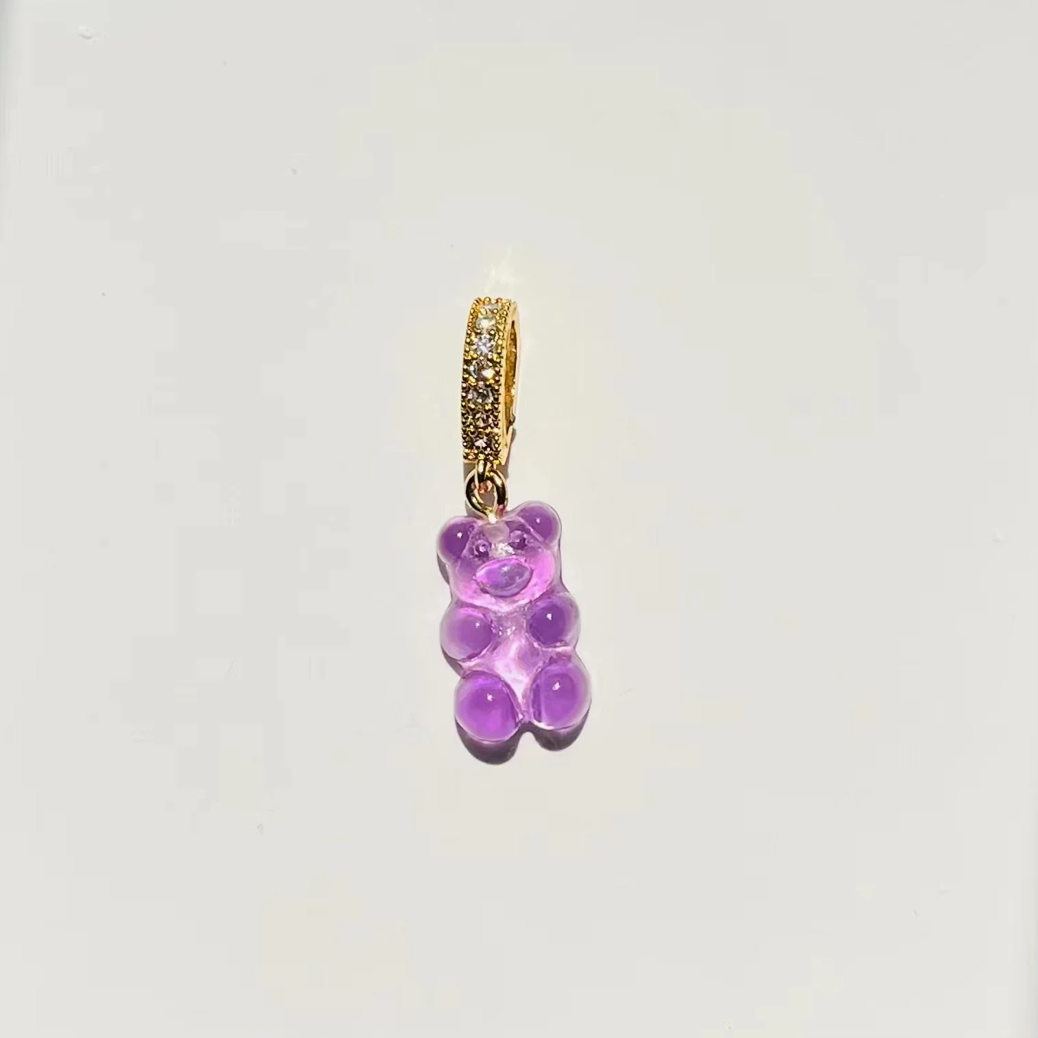 Crystal Bear Pendants for Women Necklace Gold Zircons Rainbow Color Transparent Resin Acrylic Gummy Bears Necklaces Jewelry