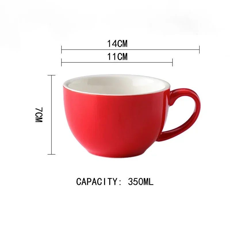 350ml Latte Cups Ceramic Coffee Cup and Saucer Set Pottery Breakfast Milk Mug Afternoon Teacup Porcelain Water Mugs Wholesale