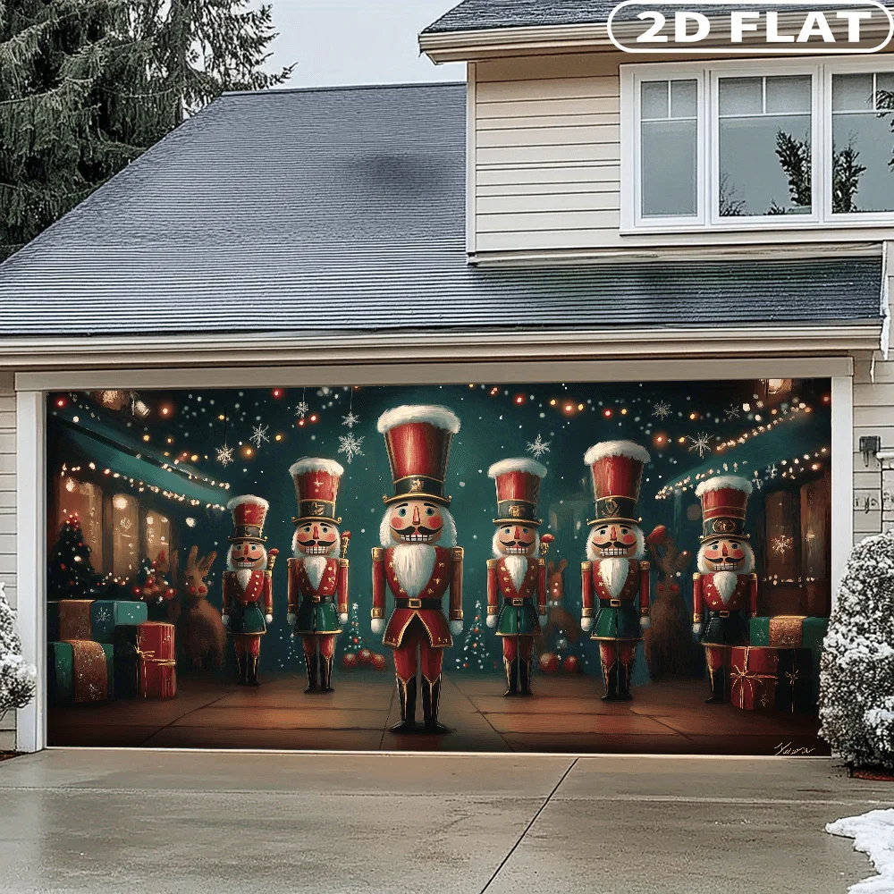 

1pc Nutcracker Soldier Parade Garage Door Decorations, Festive Backdrops & Banners, Door Banner, Christmas Backdrop - 6x13ft