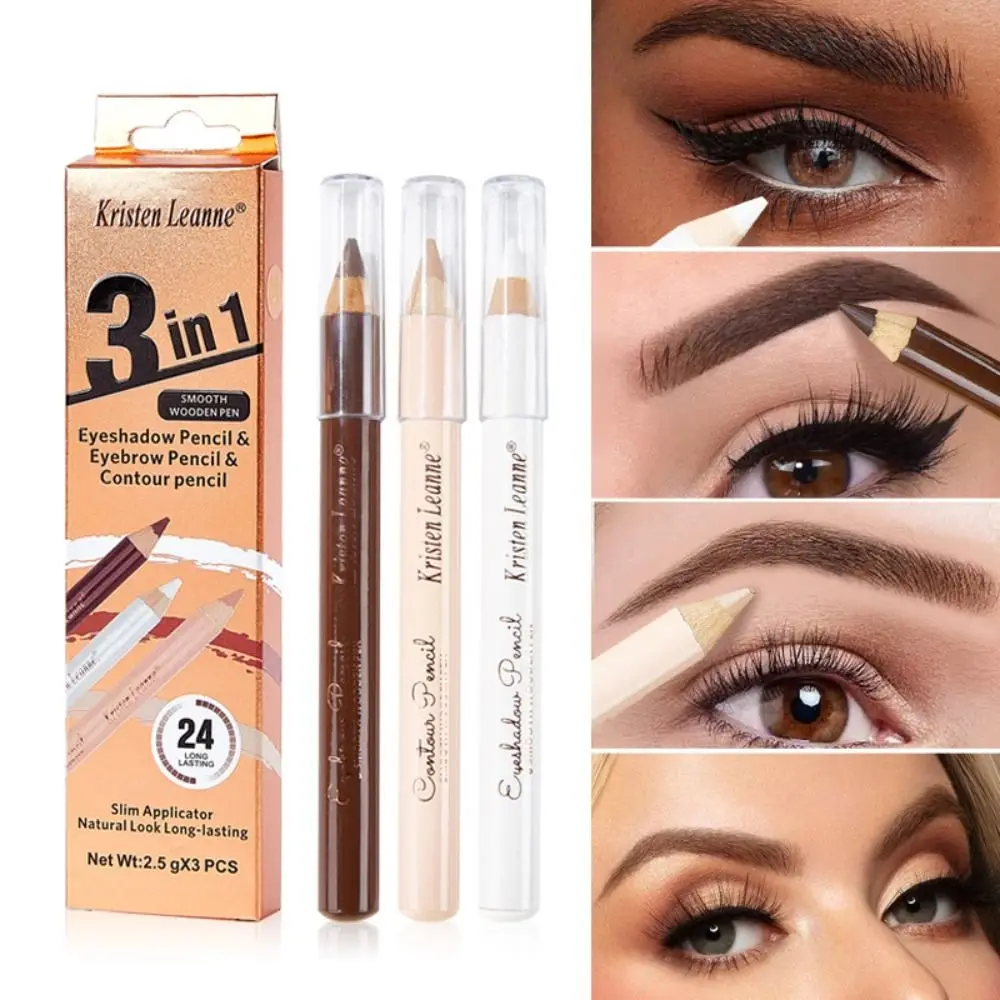 3Pcs/Set Waterproof 3in1 Makeup Contour Pen 3D Long Lasting Eyeliner Eyebrow Pencil Brighten Tear Ditch Hide Blemish Cream