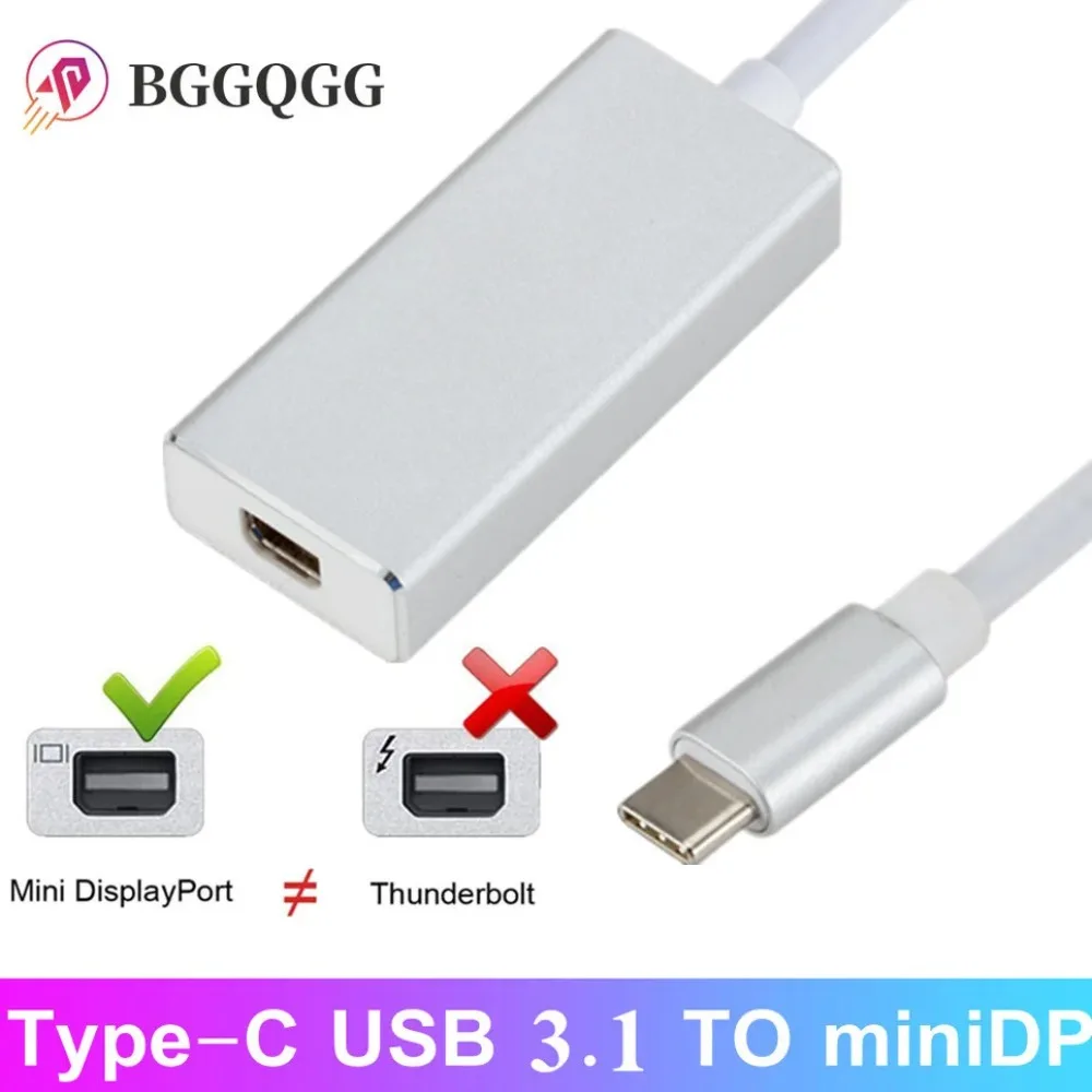 WVVMVV USB C to Mini DP 4K Type C to Mini Display Port Adapter Plug and Play Thunderbolt 3 to Mini DP Converter for MacBook Pro