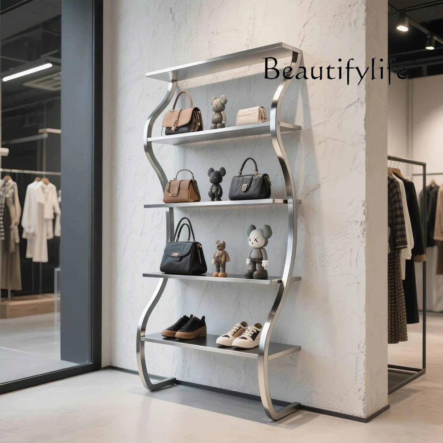 

Clothing store display rack Floor-to-ceiling blind box storage display rack Shoe bag shoe store display rack Multi-layer storage