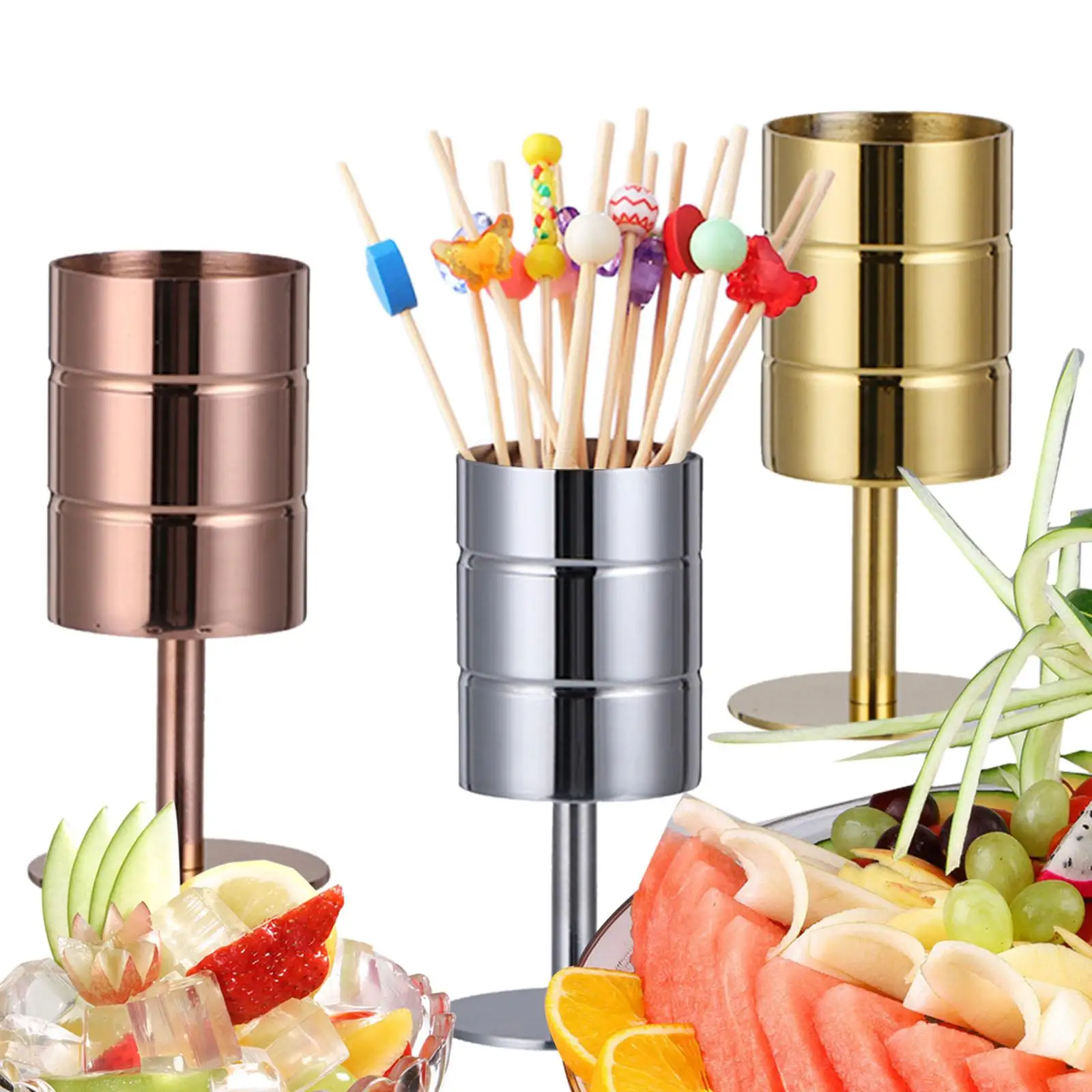 

Cocktail Picks with Holder Party Supply Buffet Decoration Stainless Steel for Birthday Restaurant Wedding Kitchen Cupcake