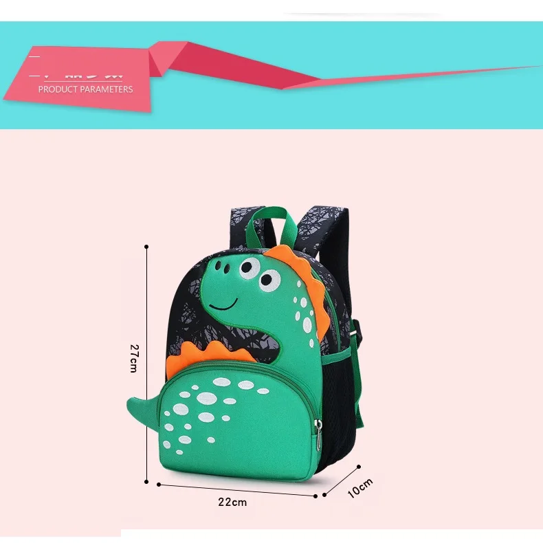 Personalized Embroidered Mini Backpack Bags for Perschool Schoolbags with chest strap 3D Cartoon Dinosaur Kindergarten Schoolbag