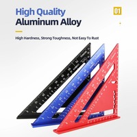 Triangle Ruler 7Inch Measurement Tool Aluminium Alloy Carpenter Set Square Angle Woodworking Tools Try Square Triangular Metric