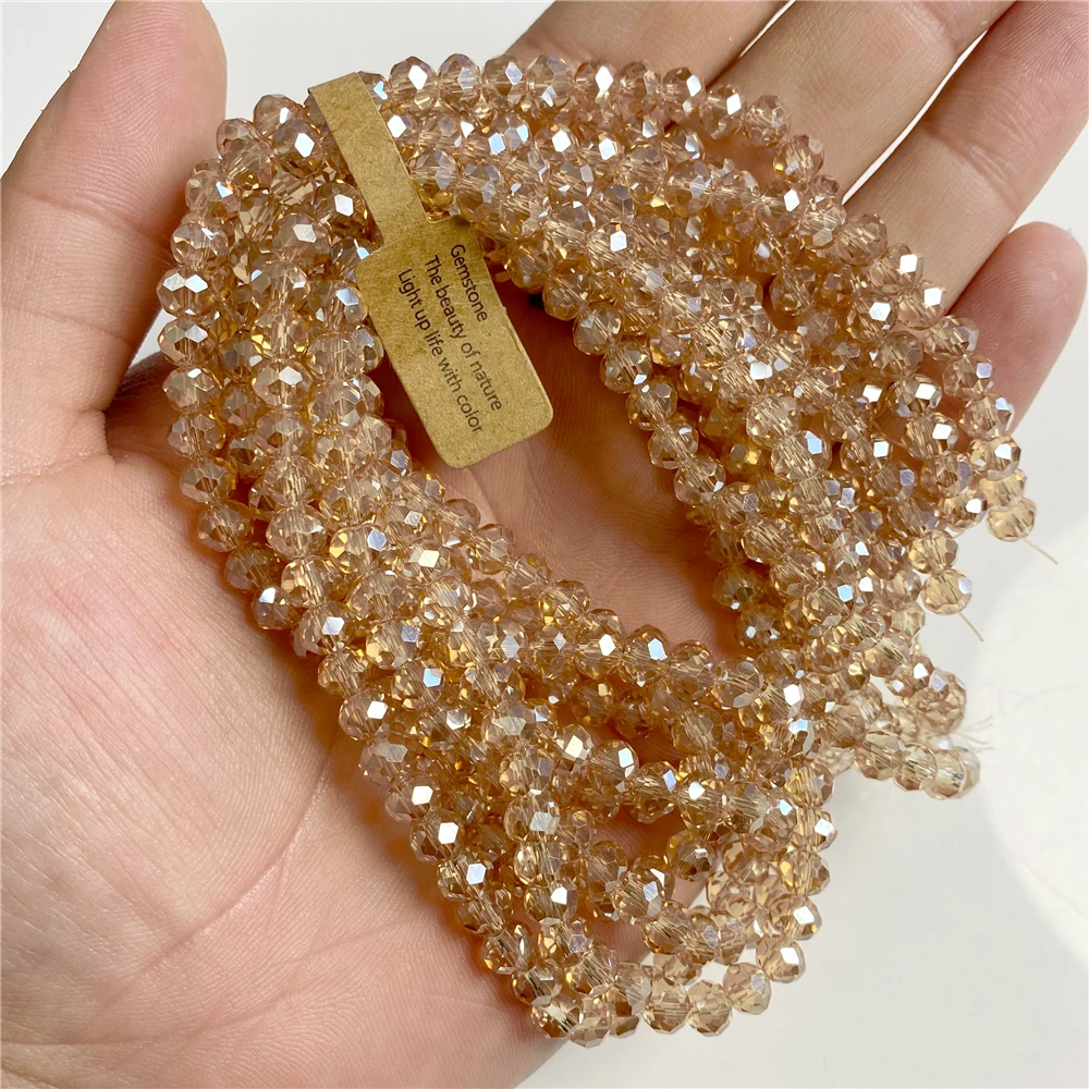4x6mm/5x8mm Gold Color Glass Rondelle Faceted Austria Crystal Loose Spacer Beads For DIY Bracelet Jewelry Making Accessories
