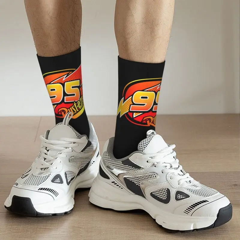 Cool Mens Number 95 KaChow Dress Socks Unisex Breathbale Warm 3D Printed Lightning McQueen Crew Socks