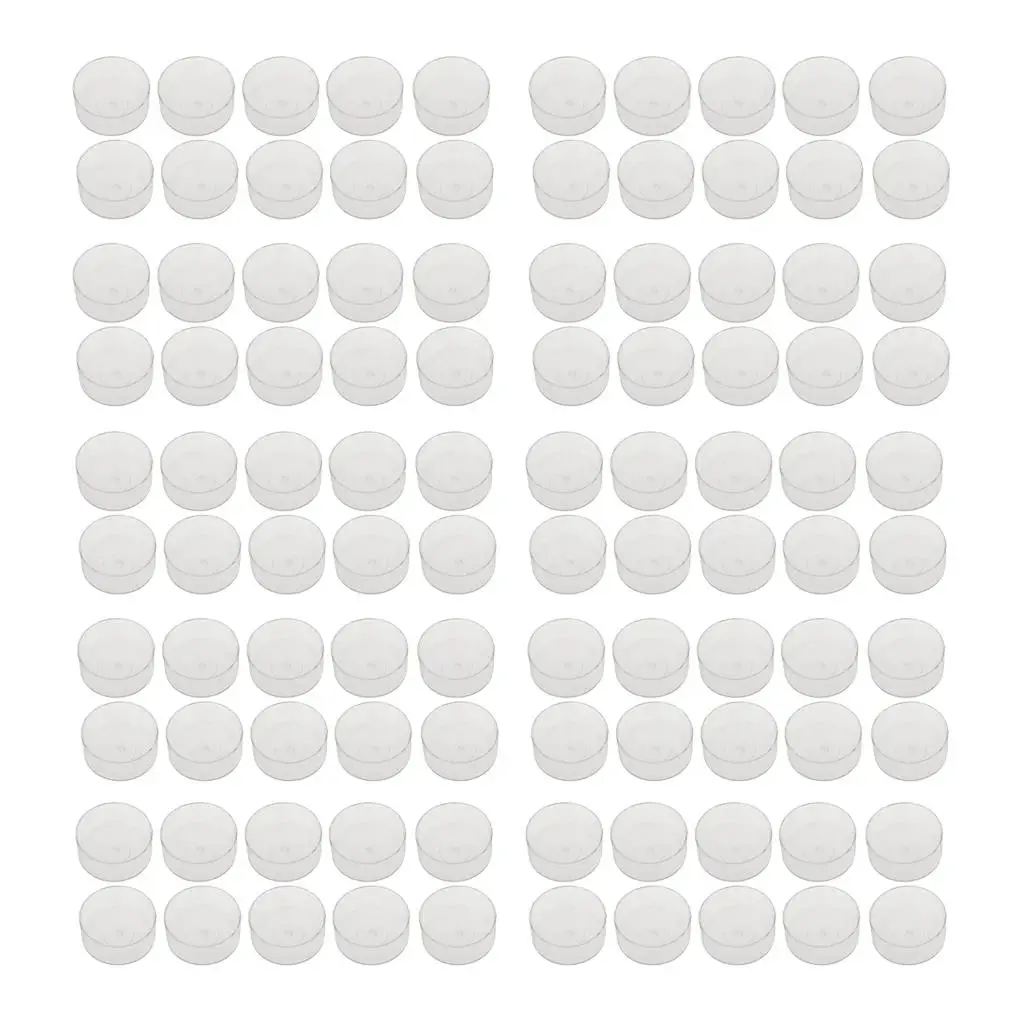 

Practical 100 pcs Plastic Transparent Round Tealight Cups Resistant Empty Candle Mold DIY Wedding Party Decorations Box Collect