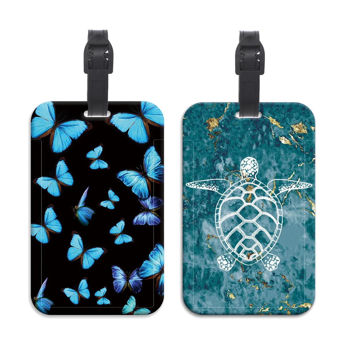 Blue Butterfly Plastics Baggage Tag Sea Turtle Suitcase Backpack Anti-Lost Listing ID Card Holder Fashion Luggage Accessories