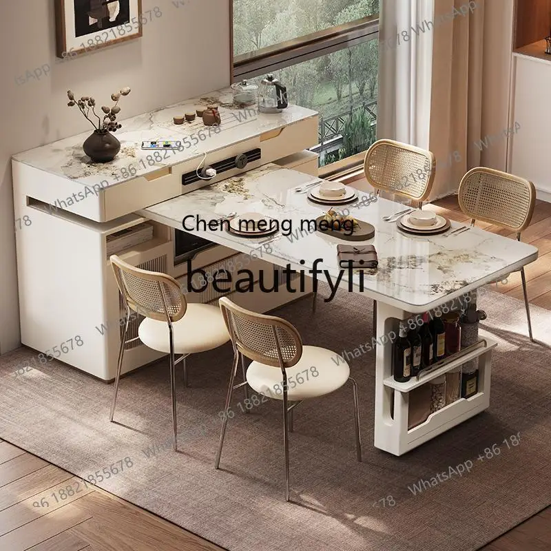 

2024 new high-end kitchen multi-functional side cabinet bar guide island table integrated retractable rotation