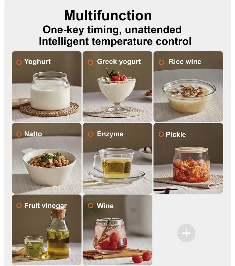 자동 요구르트 메이커 홈 독립형 4 컵 요구르트 다기능 막걸리 과일 식초 일정한 온도 발효기 기계