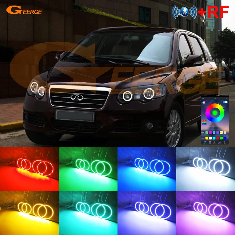 

For Chery B14 Eastar CrossEastar Rely V5 Day Light Bluetooth APP Ultra Bright Multi-Color RGB LED Angel Eyes Kit Halo Rings
