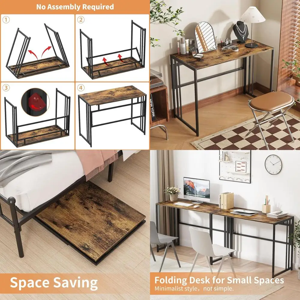 

Компактный складной компьютерный стол на 40 дюймов для домашнего офиса, простой в сборке, для учебы и письма, коричневый