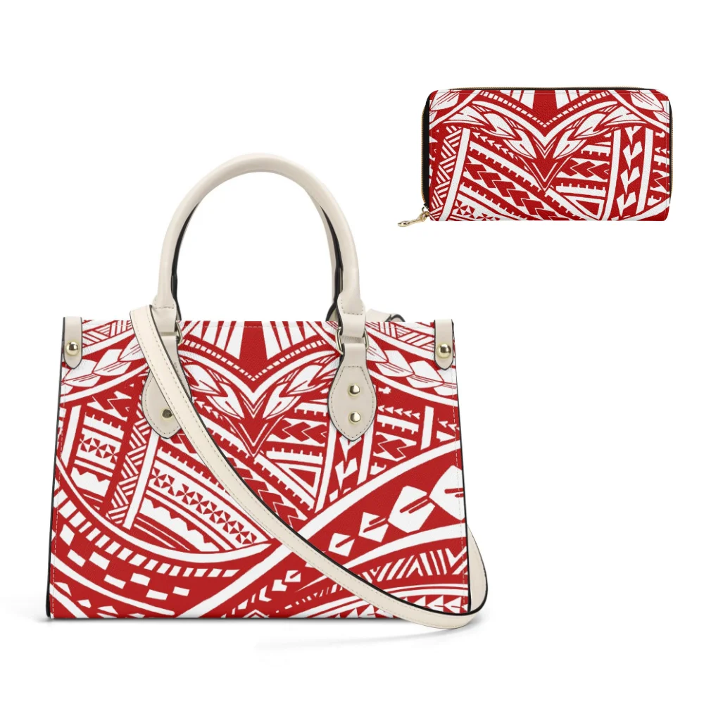 تخصيص البولينيزية المرأة حقيبة سفر جزيرة طباعة سعة كبيرة كومبو حقيبة مطابقة محفظة جلدية الهروب الاستوائي