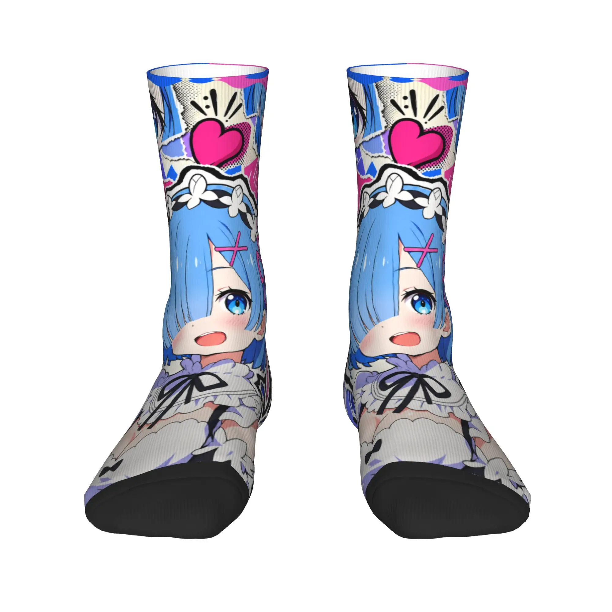 Anime Re Life In A Different World From Zero Rem Stockings Winter Non Slip Socks Men's Cycling Medium Soft Socks