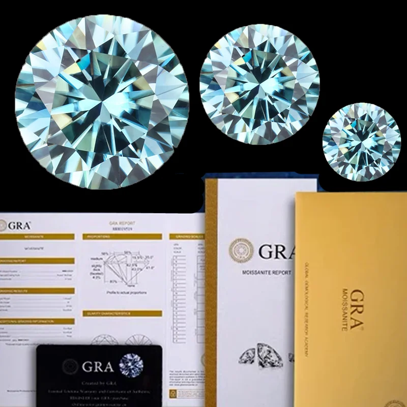 

Premium Blue GRA Moissanite Diamond Round Cut For Jewelry Making DIY Necklace Earrings Main Materials Wholesale Pretty Stone