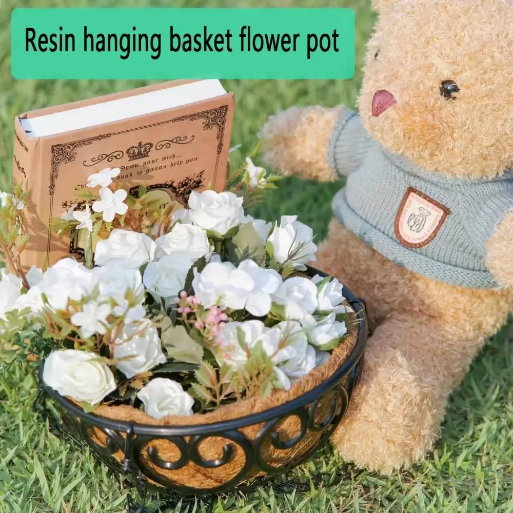 Coconut Brown Round Chain Hanging Basket European Creative Fleshy Green Plant Flowerpot Chlorophytum Comosum Flowerpot Iron