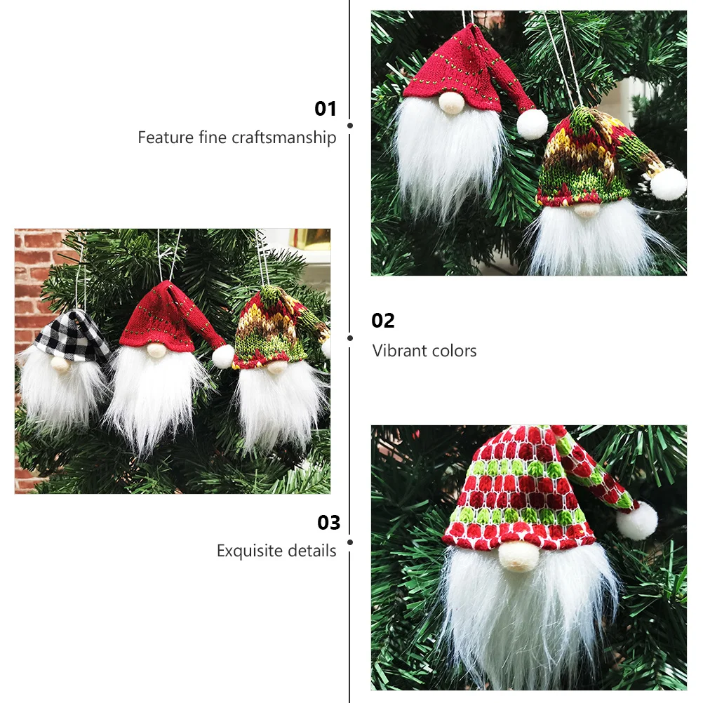 6 قطعة زخرفة عيد الميلاد معلقة غطاء زجاجة النبيذ جنوم عيد الميلاد قلادة الطرف الديكور هدية عيد احتفالية #3