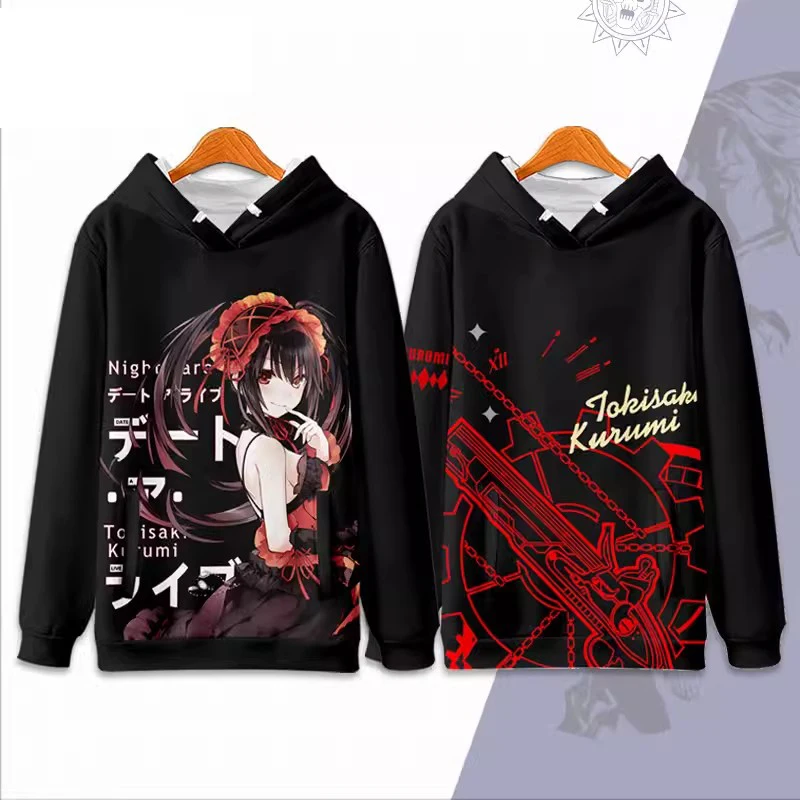 ATE A LIVE Tobiichi Origami Tokisaki Kurumi Anime Sweatshirt Coat Loose Hoodie Casual Pullover Oversized Plus COS clothes Zipper