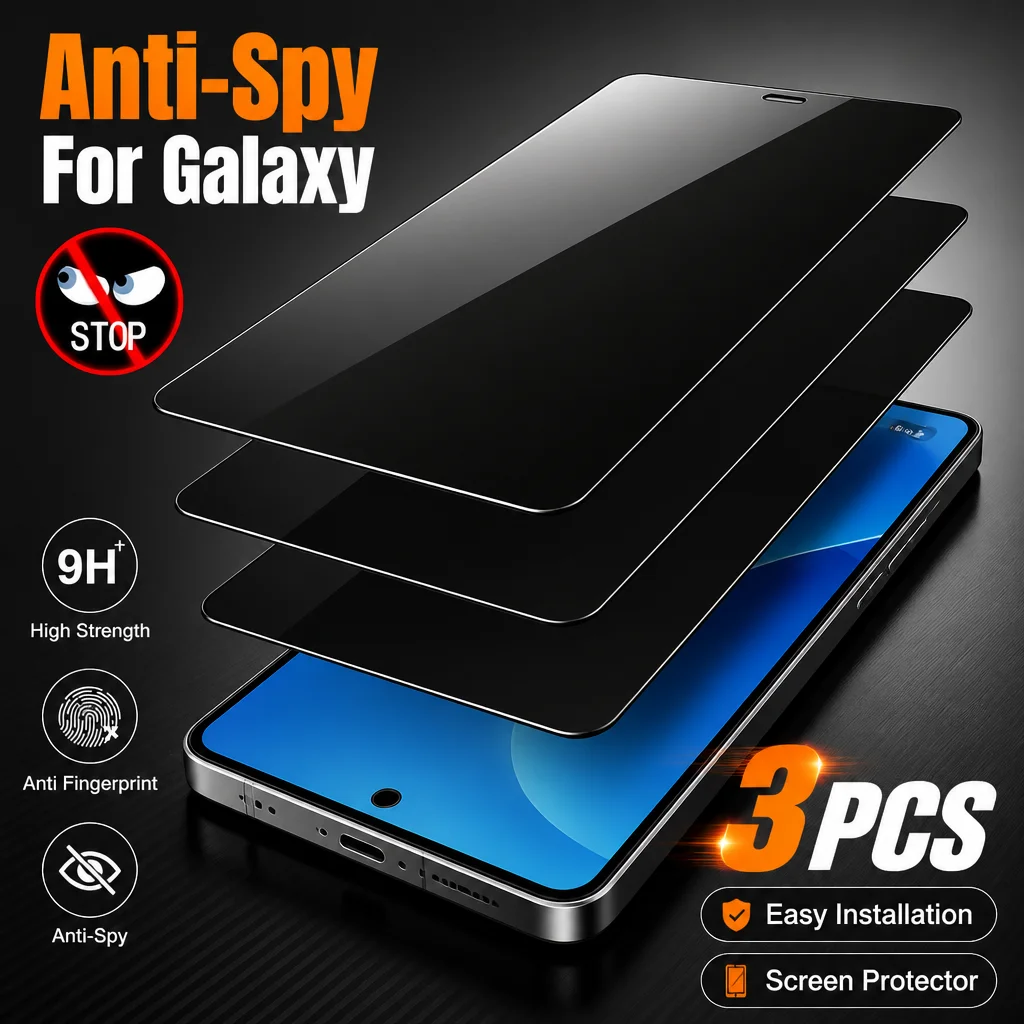 3Pcs Anti Spy Tempered Glass for Samsung Galaxy S26 S25 S24 Ultra S23+ S22+ S21+ S26 S25 S24 FE Anti-Scratch Screen Protectors