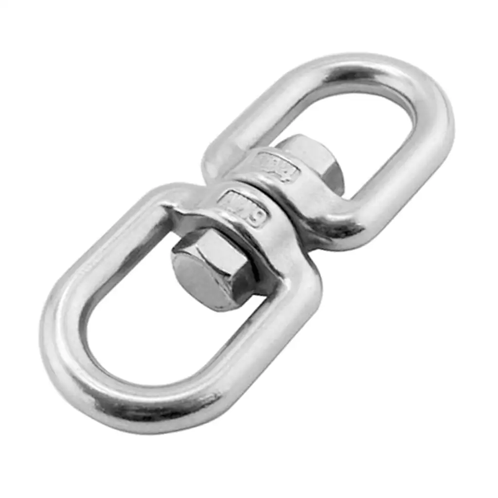 6mm Stainless Steel Double Eye Swivel Hook Connector Carabiner Keychain