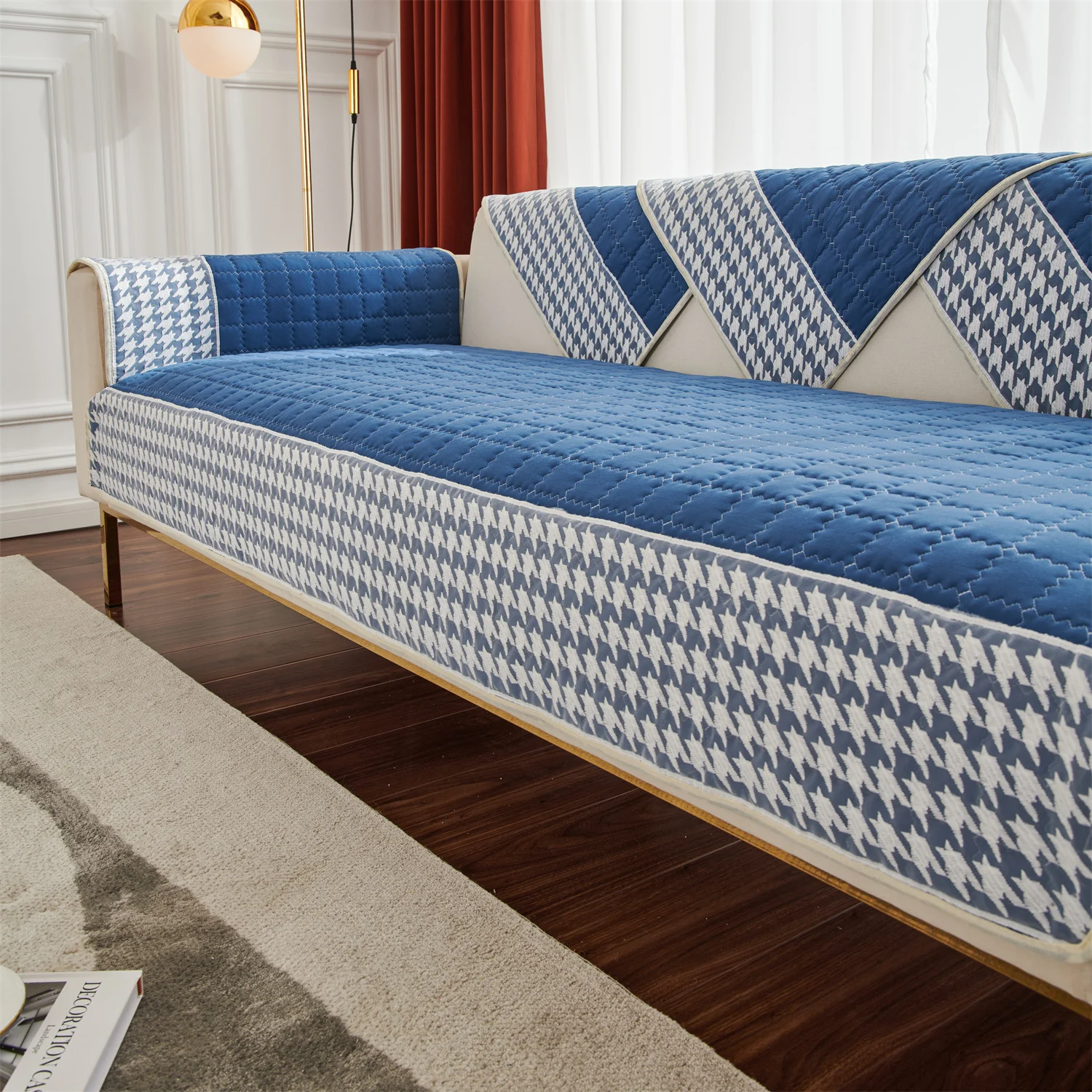 Hahnentritt-Spitze, Dekor, Quilten, Sofa-Kissenbezug, rutschfeste Sofa-Schonbezüge für Wohnzimmer, Couch, Sitzbezüge, haustierfreundlich – Detail 9