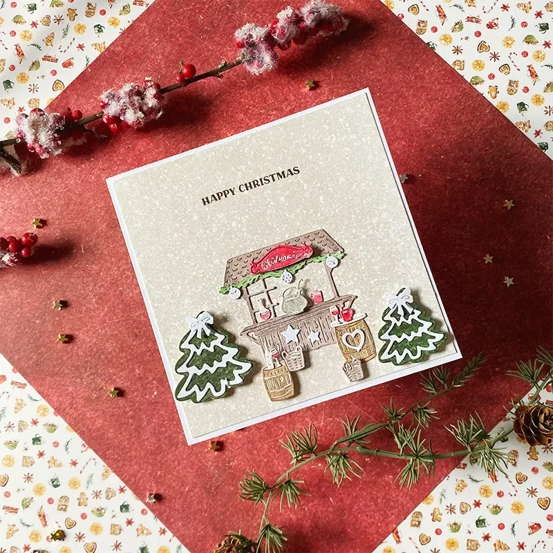 Christmas Tree Stand Village Metal Cutting Dies for DIY Scrap Booking Crafts Dies Cut Stencils Maker Photo Album Template 2026