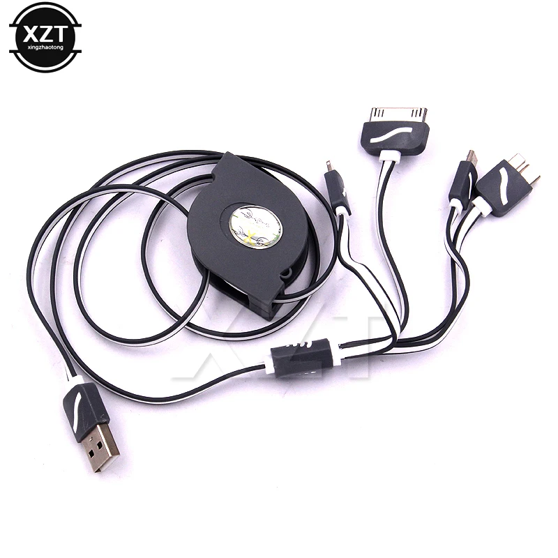 4 in 1 Multi-function Telescopic Data Cable Mobile Phone USB Charger Cable Data Sync Cable Charger Adapter Cable