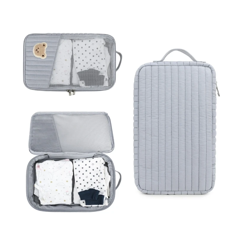 Multi Compartment Baby Essential Soft Cotton Fabric Compact Design for Diapers Nappy Clothes and More A2UB
