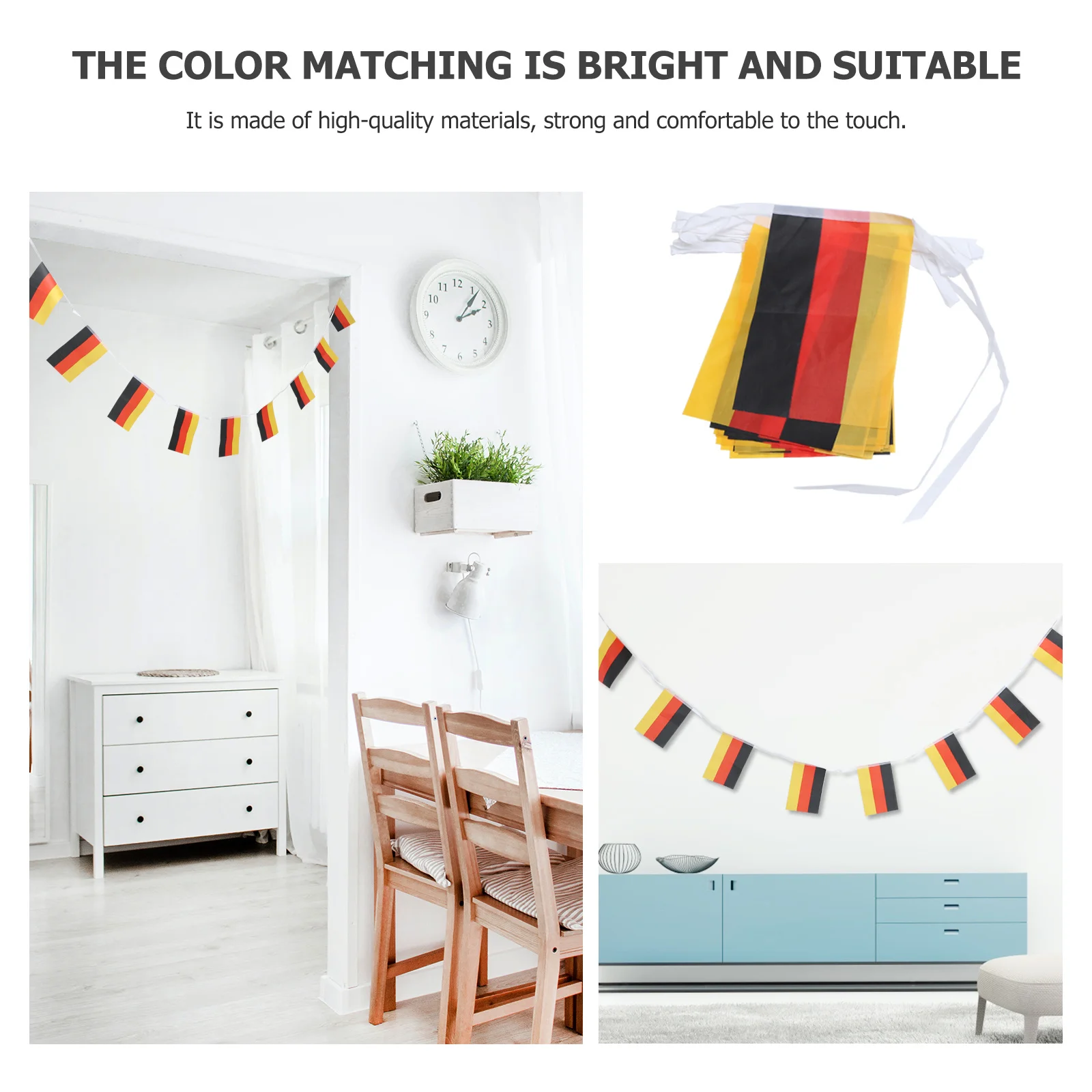 

1Pcs Decorative German String Flag Extra-Long Colorful Polyester Banner for Sports Meeting School Outdoor Party Decoration