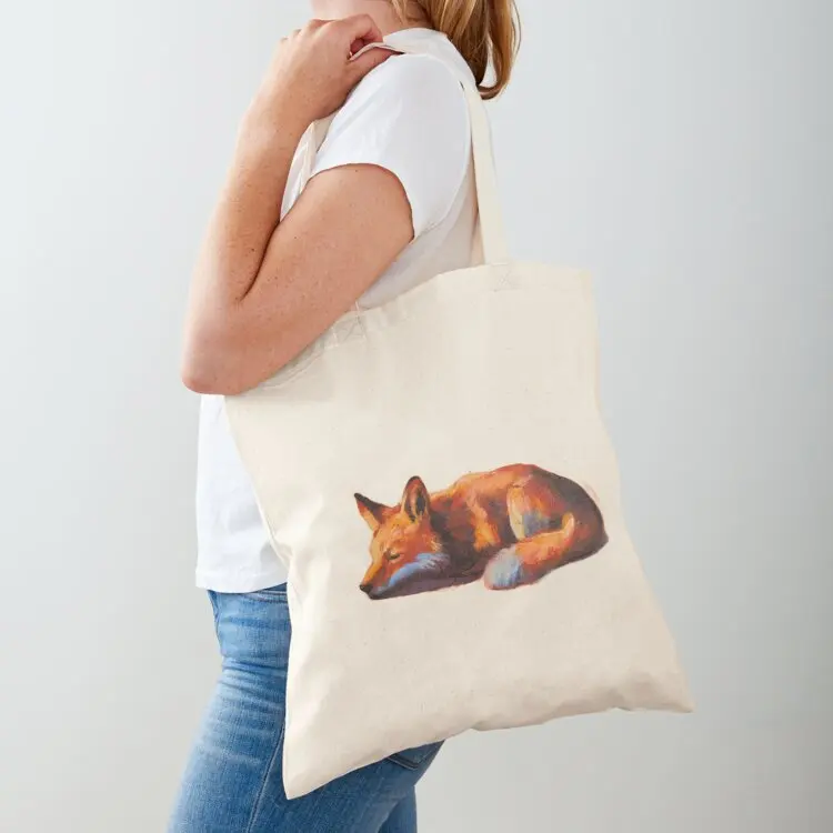 

Sleeping Fox Painting Tote Bag shopper bag women Cloth bags Shopper bag Woman shopper