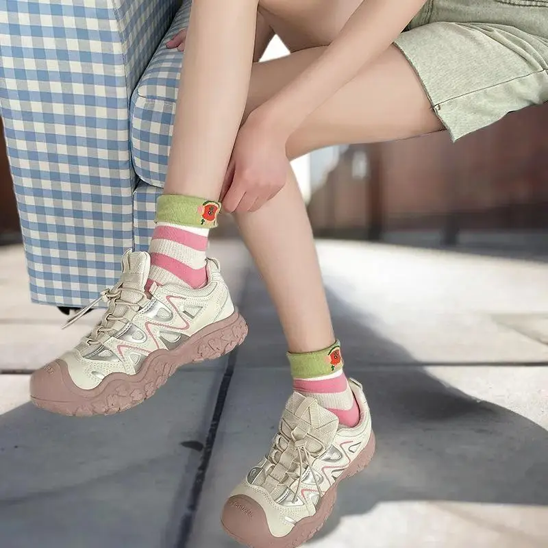 

Cute Animal Cuffed Socks Sweet Mid-tube Socks Fashion Versatile Socks Breathable Sweat-absorbent Soft Comfortable Sock Girl Gift