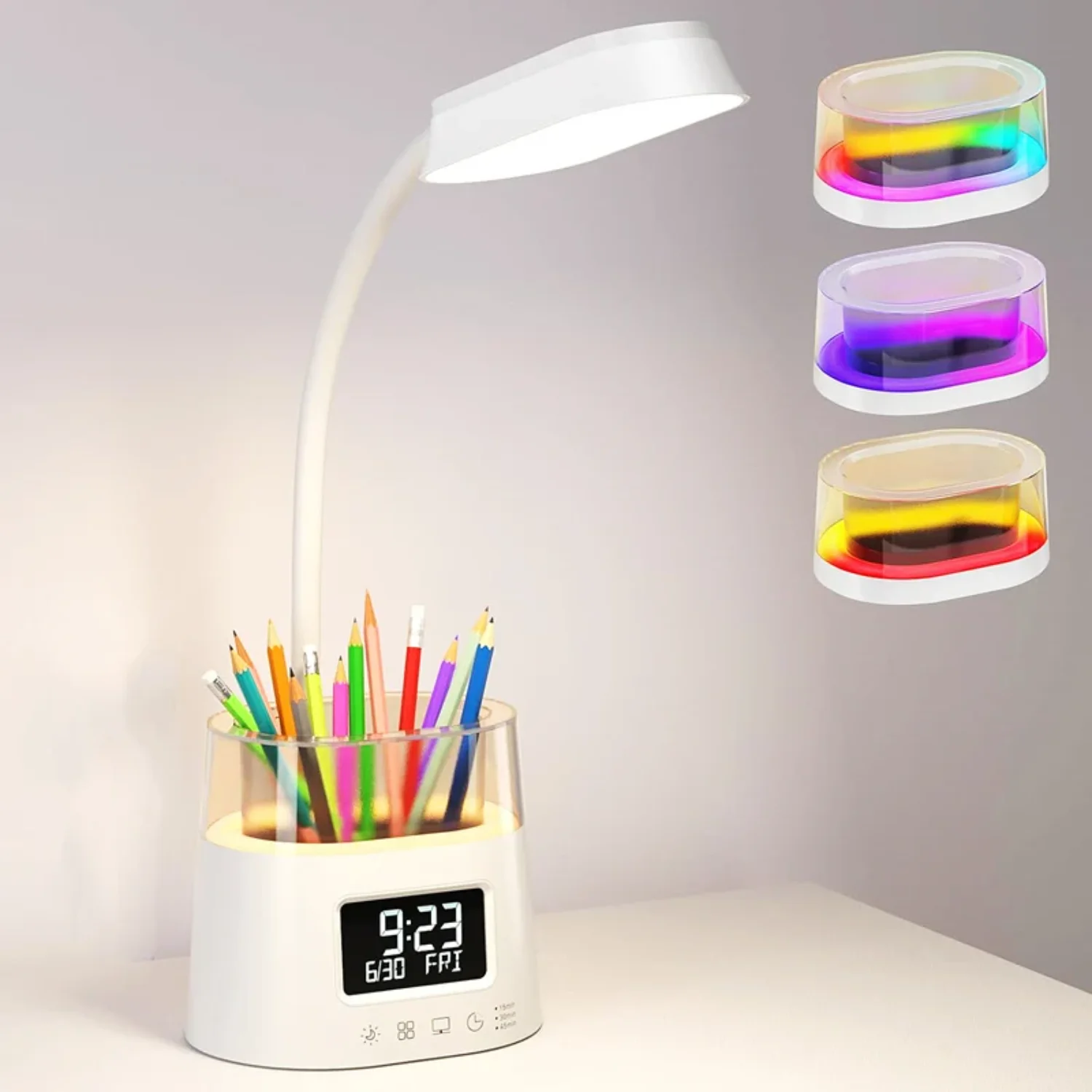 Desk Lamps Table Light with Pen Holder, Colorful Atmosphere Night Light, Gooseneck Reading Lights, RGB Night Light Study Lamp