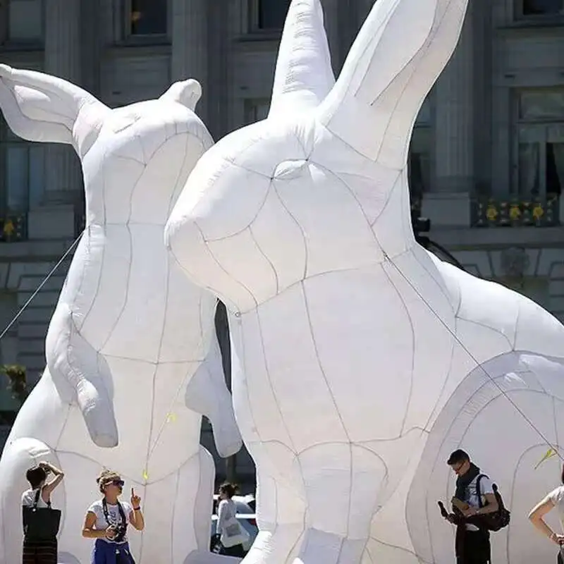 Giant Iatable Easter Bunny With LED Lights Promotion Outdoor Home Lawn Large White Rabbit Animal Model For Holiday Decoration