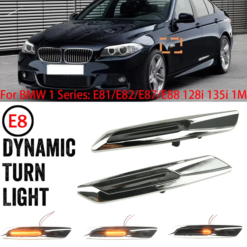 

High quality Dynamic Amber 12V LED For BMW 1 Series E81/E82/E87/E88 128i 135i 1M Side Marker Lights Turn Signal Lamp